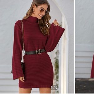Shein red sweater dress
